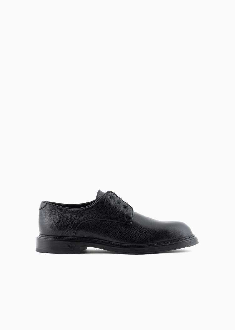 Emporio Armani 男士犊牛皮革低帮圆头德比系带鞋