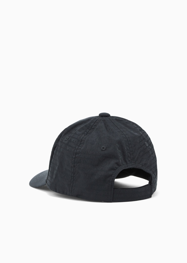 Emporio Armani 男士魔术贴圆顶弯檐时尚老花棒球帽