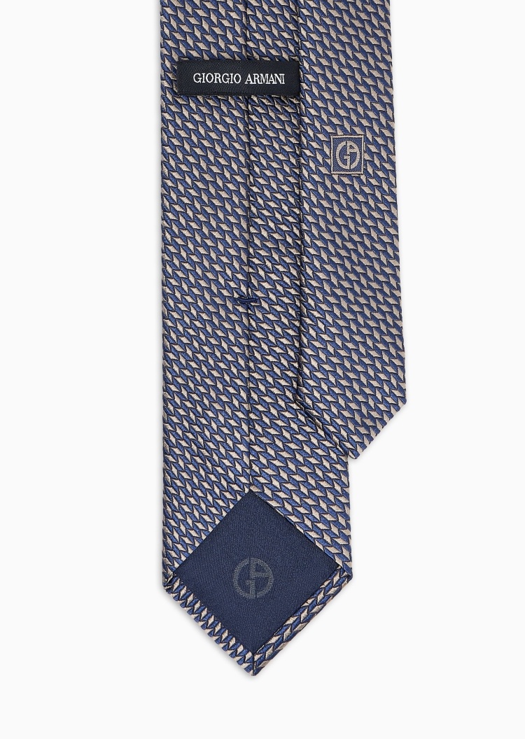 Giorgio Armani 男士桑蚕丝手打箭头型撞色提花领带