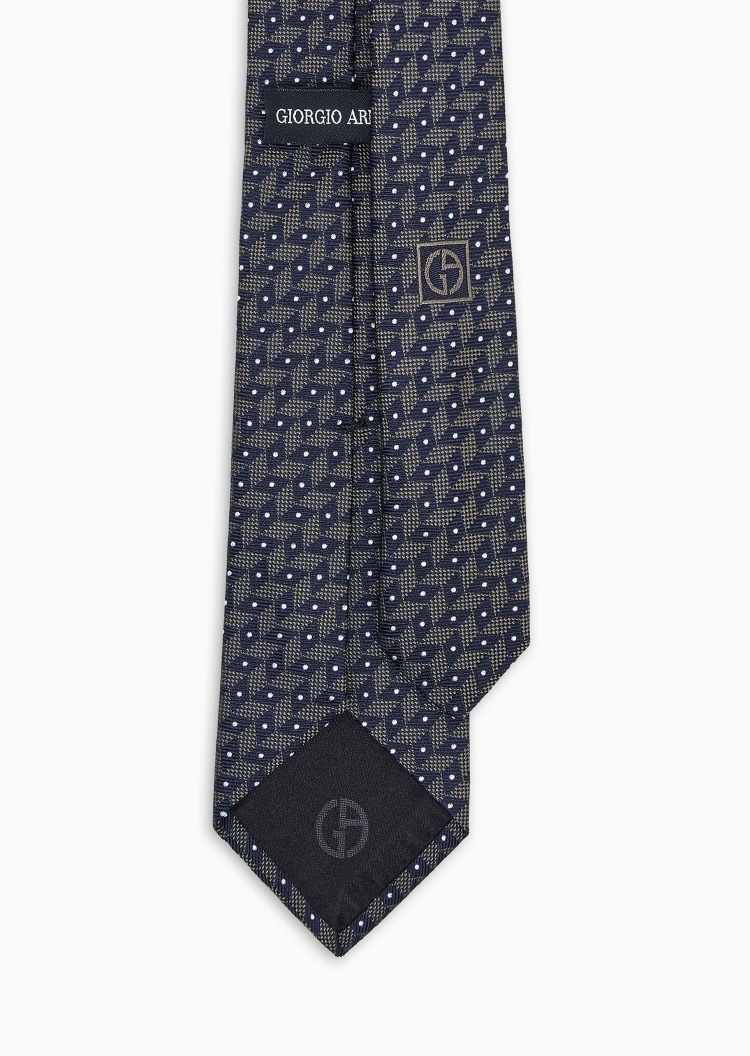 Giorgio Armani 男士桑蚕丝手打箭头型几何提花领带