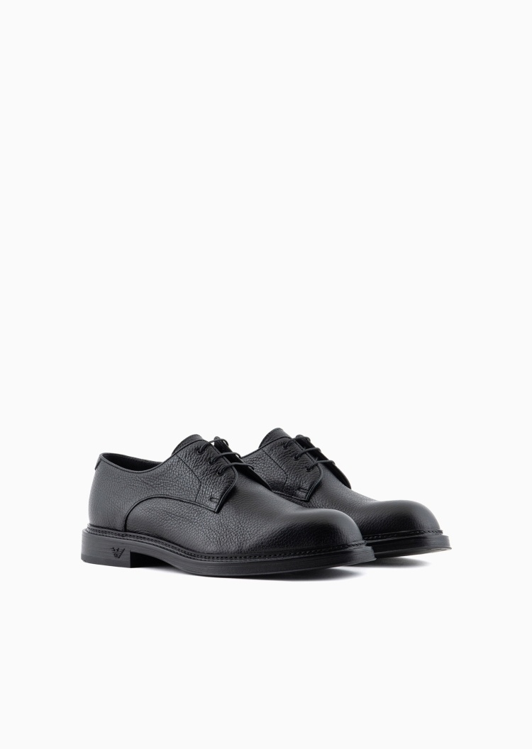 Emporio Armani 男士犊牛皮革低帮圆头德比系带鞋