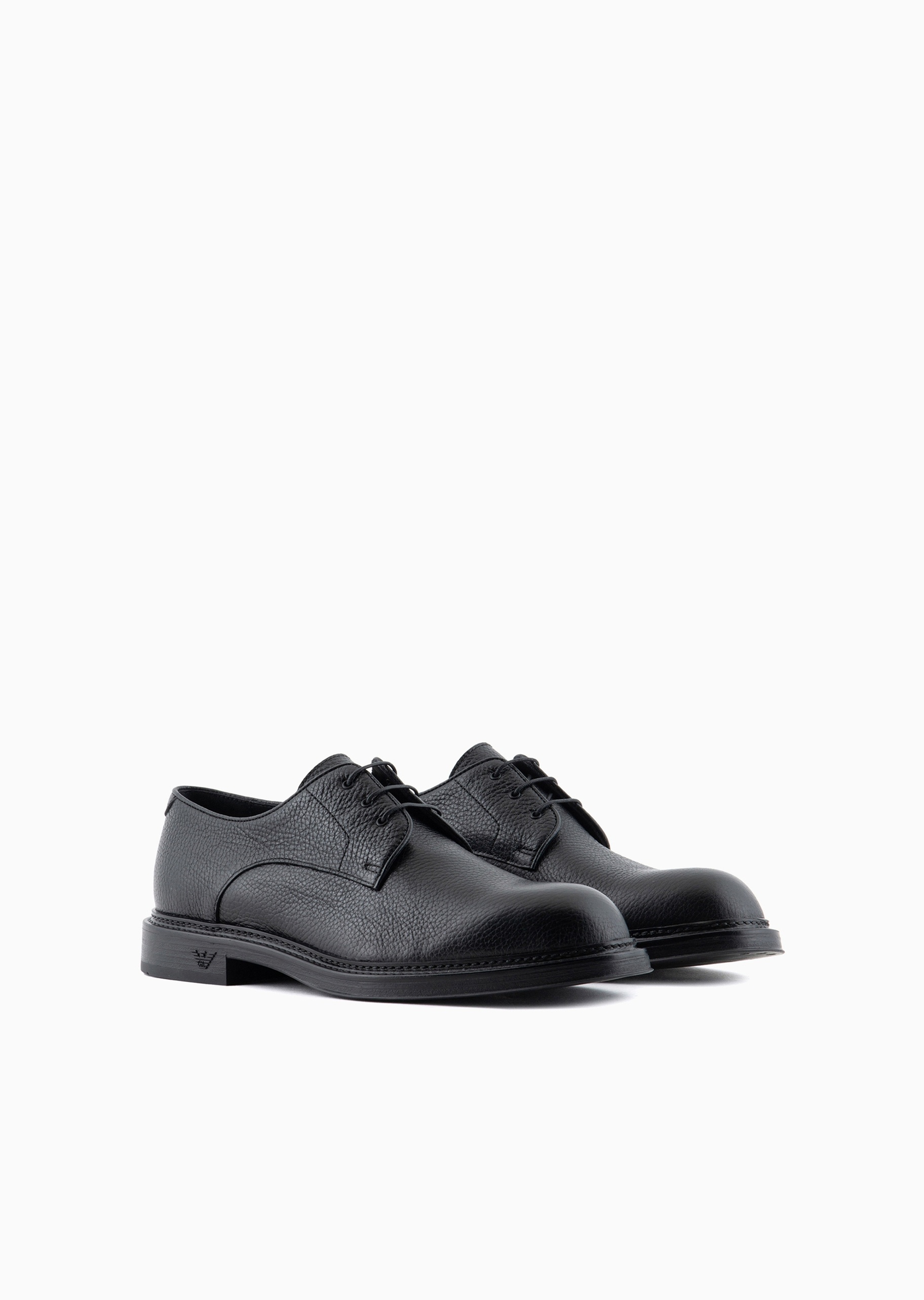 Emporio Armani 男士犊牛皮革低帮圆头德比系带鞋