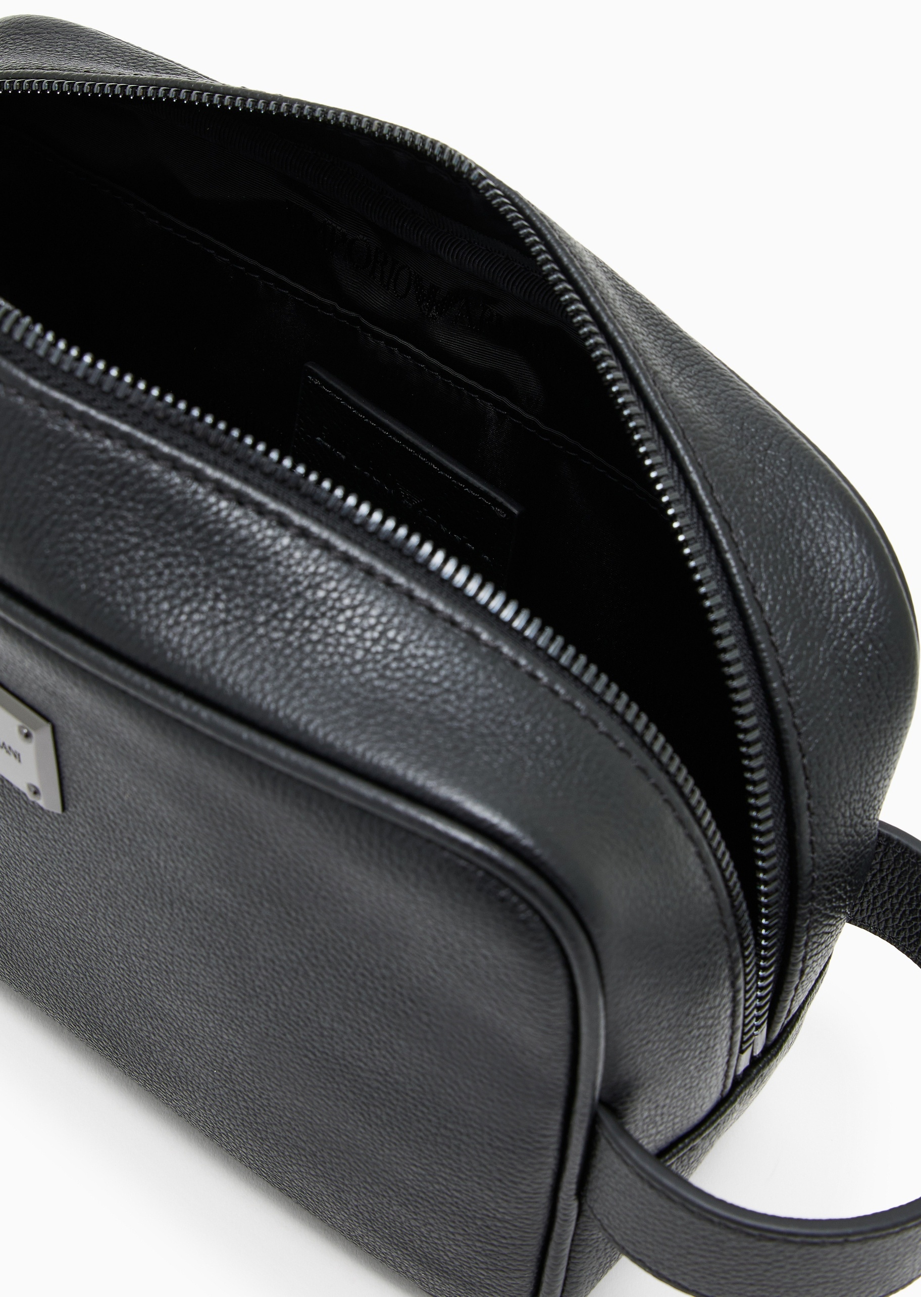 Emporio Armani 男士牛皮革荔枝纹拉链商务手拿包