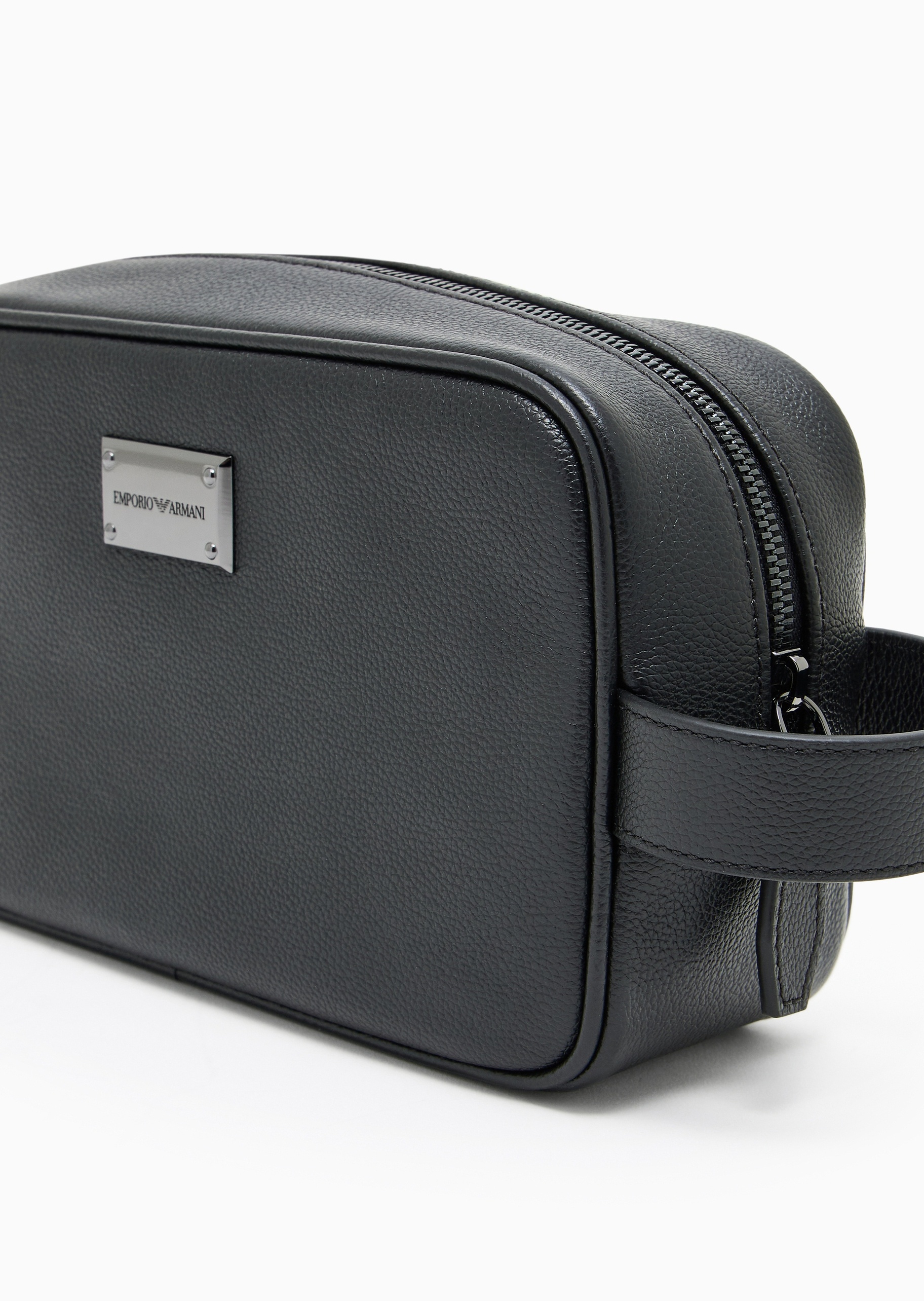 Emporio Armani 男士牛皮革荔枝纹拉链商务手拿包