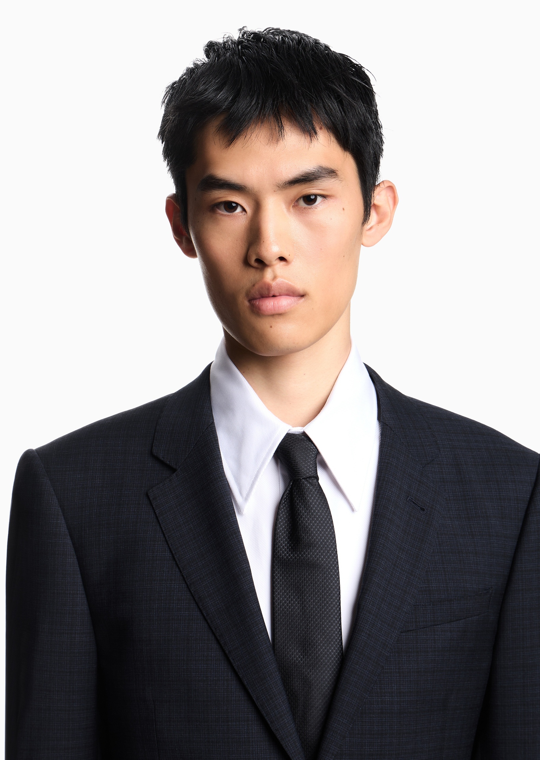 Emporio Armani 男士桑蚕丝手打箭头型微型纹理图案领带