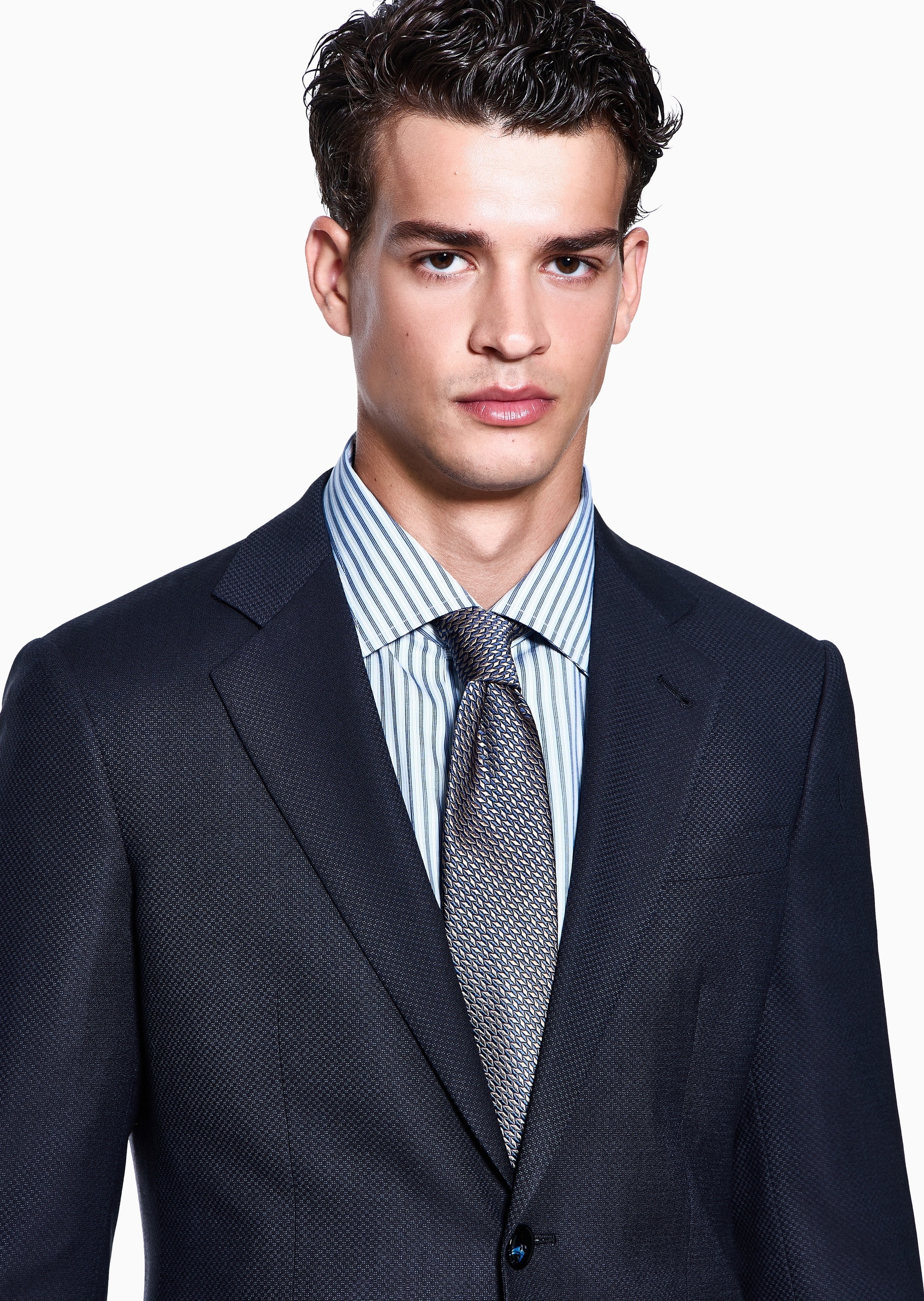 Giorgio Armani 男士桑蚕丝手打箭头型撞色提花领带