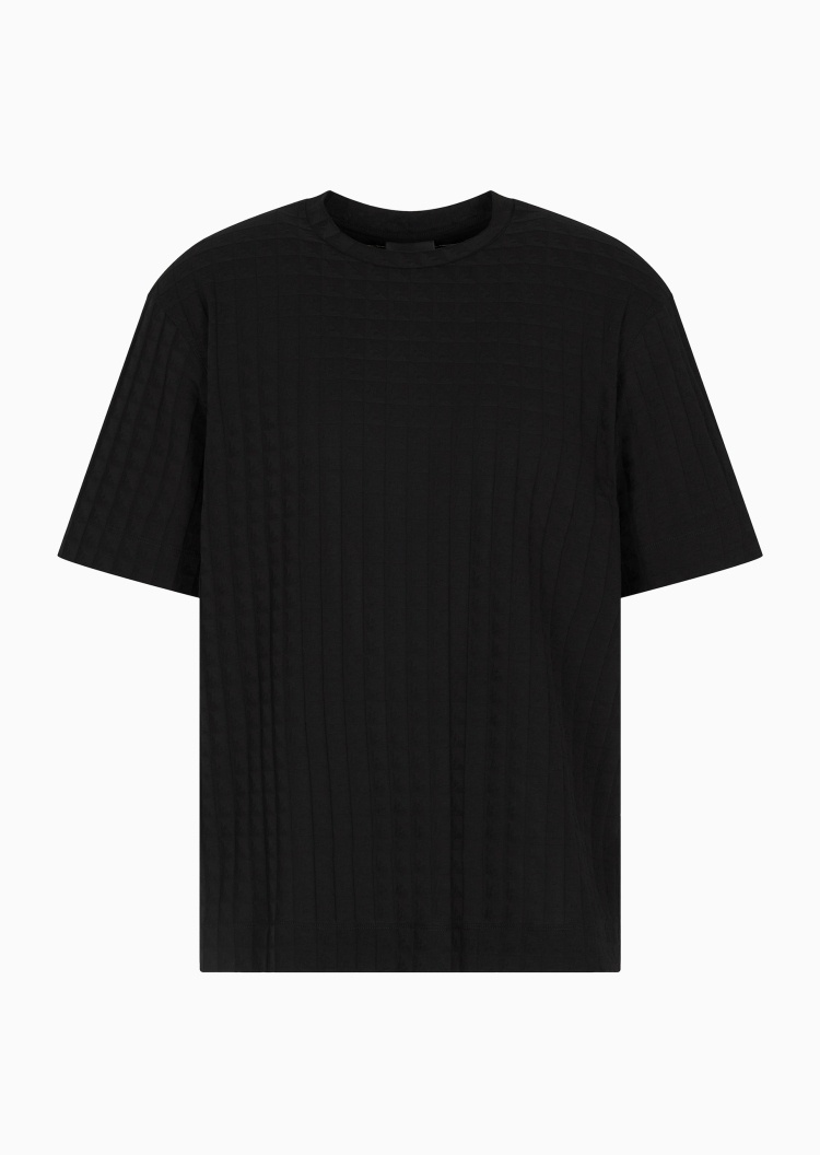 Emporio Armani 男士全棉宽松短袖圆领重磅通体提花T恤衫
