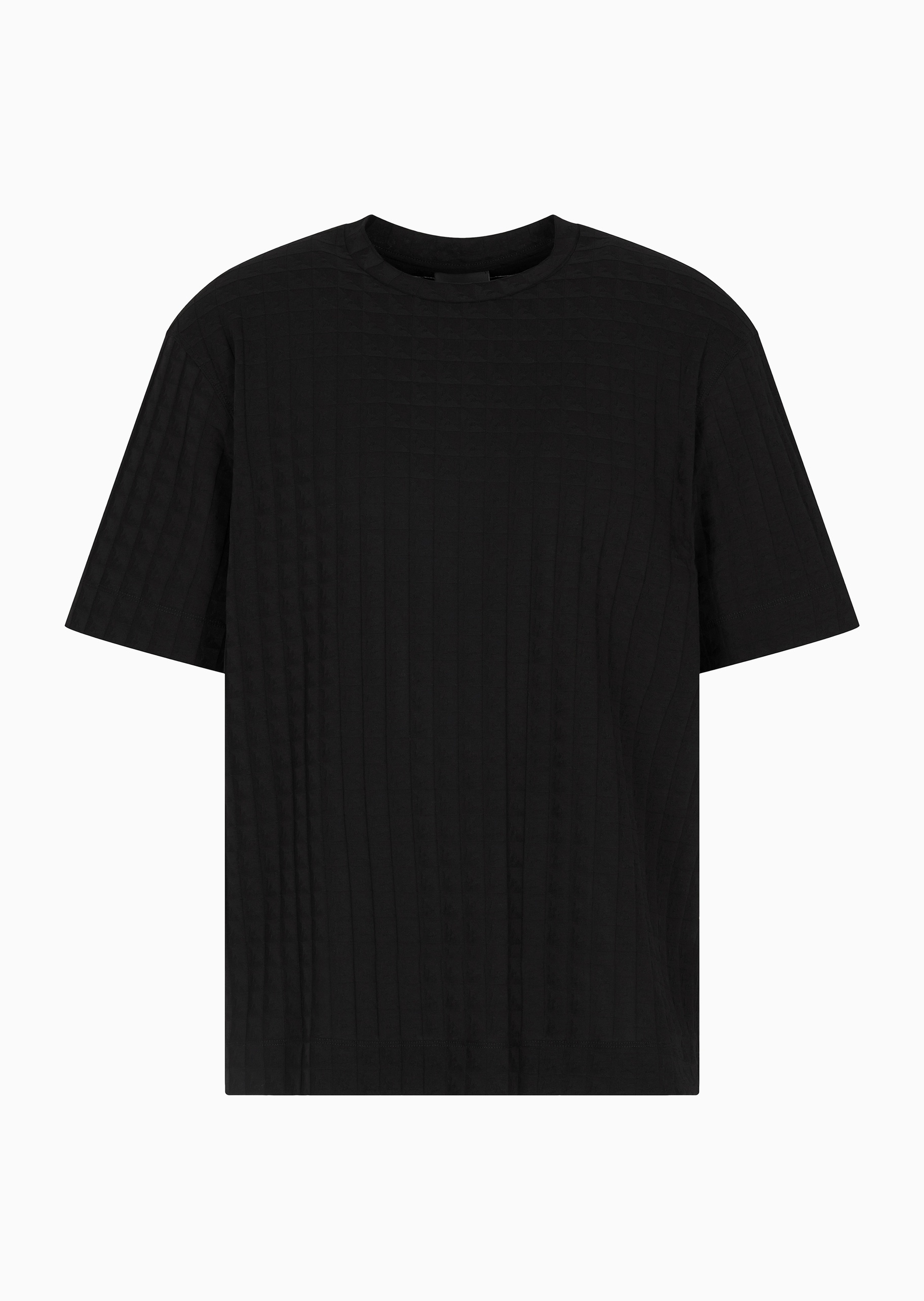 Emporio Armani 男士全棉宽松短袖圆领重磅通体提花T恤衫
