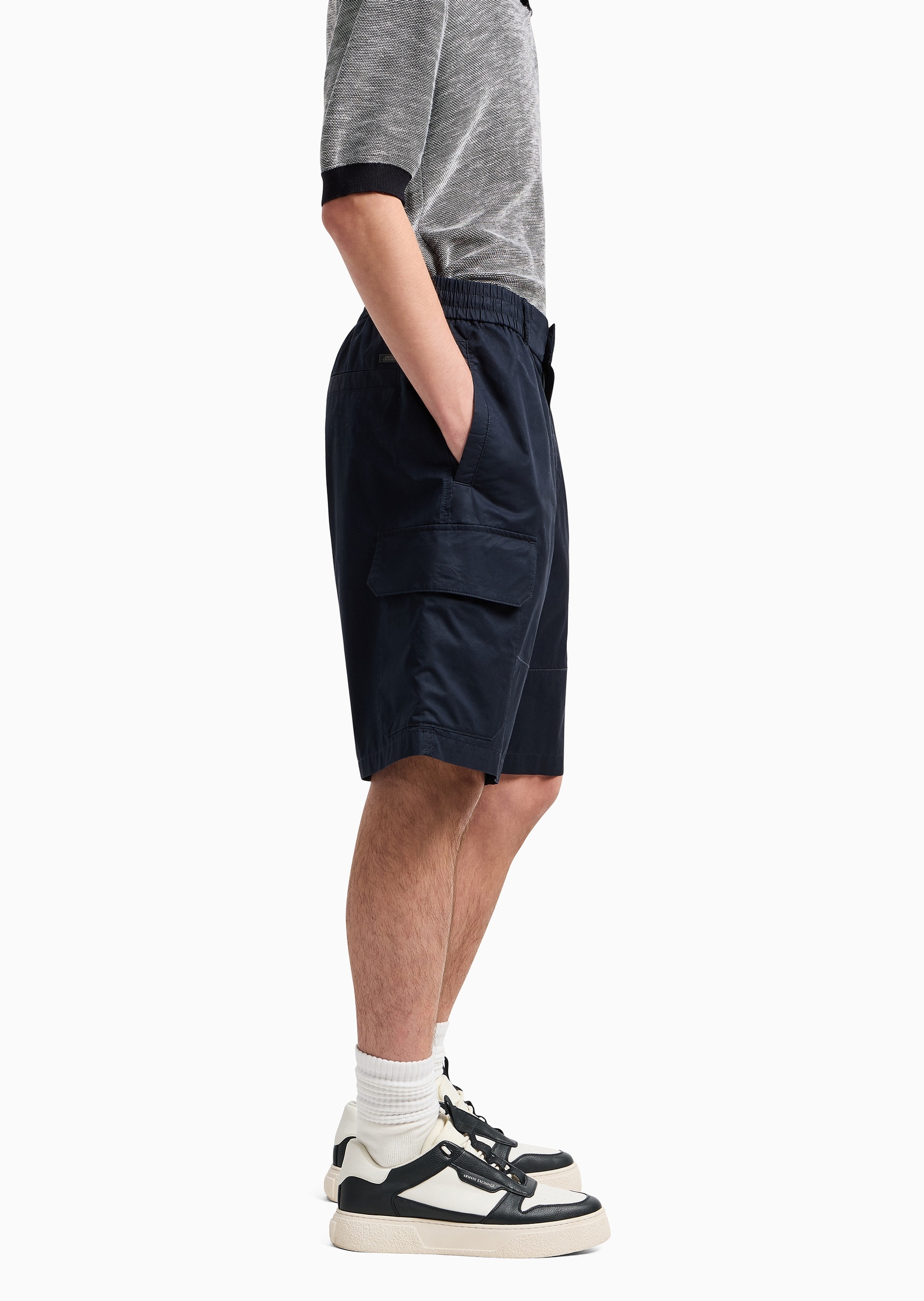 ARMANI EXCHANGE 男士系带低帮厚底穿孔休闲运动鞋