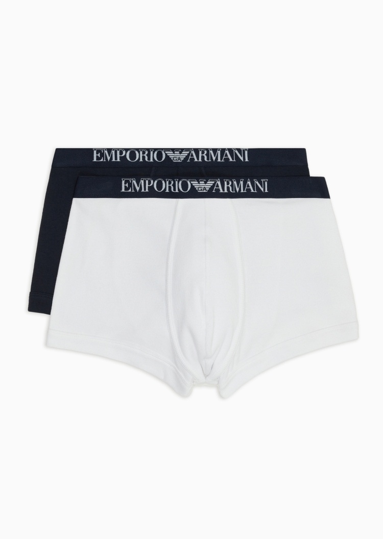 Emporio Armani 男士纯棉弹力合身平角两条装内裤套装