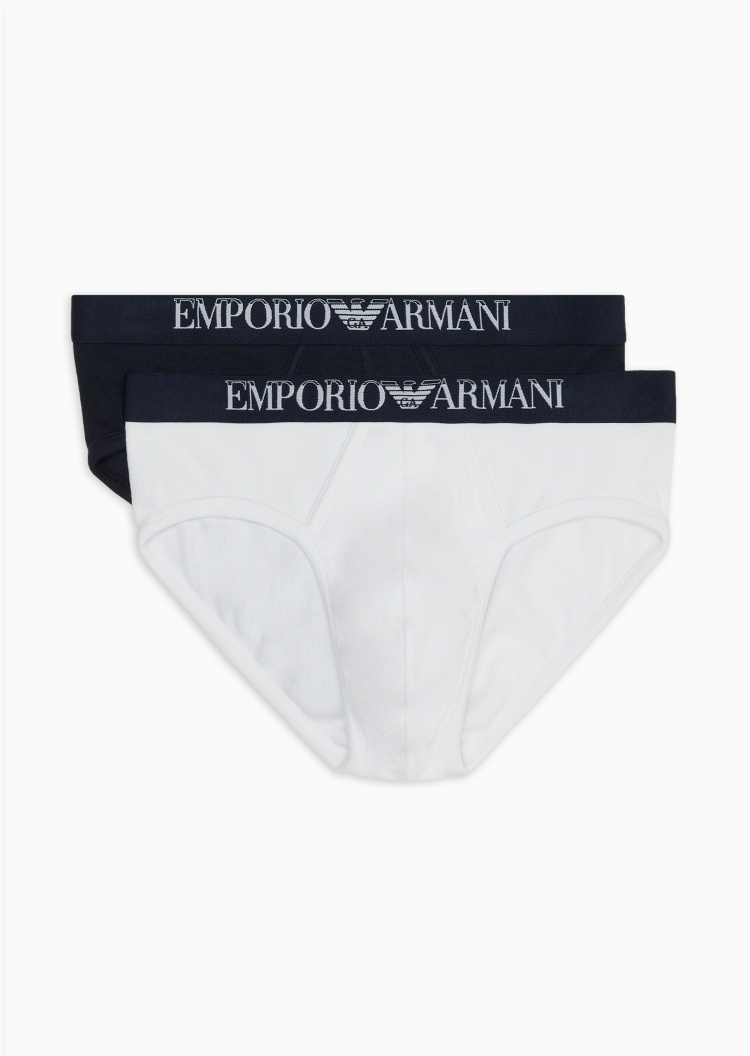 Emporio Armani 男士纯棉弹力合身三角两条装内裤套装