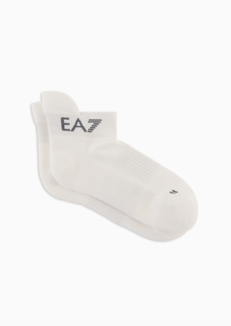 EA7 女士棉质微弹船袜LOGO提花网球袜子
