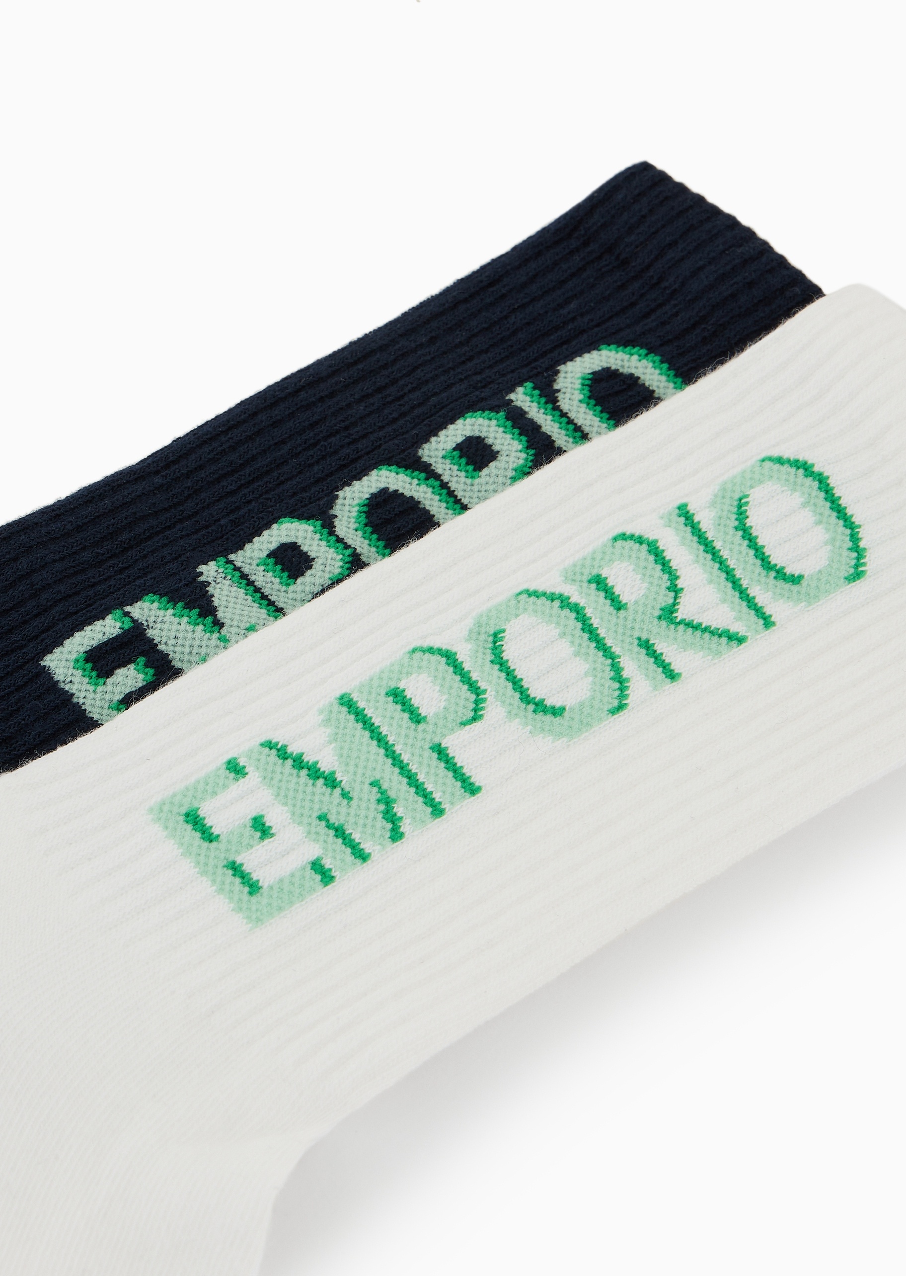 Emporio Armani 男士棉质微弹中筒两双装字母提花袜子套装