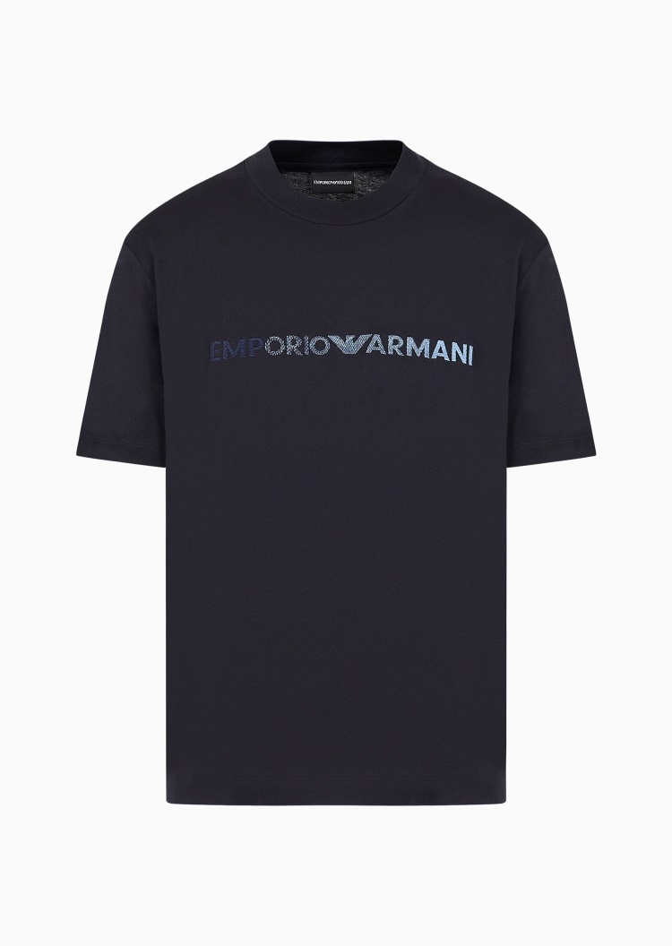 Emporio Armani 男女同款全棉合身短袖圆领纯色刺绣T恤
