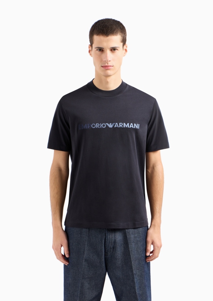 Emporio Armani 男女同款全棉合身短袖圆领纯色刺绣T恤