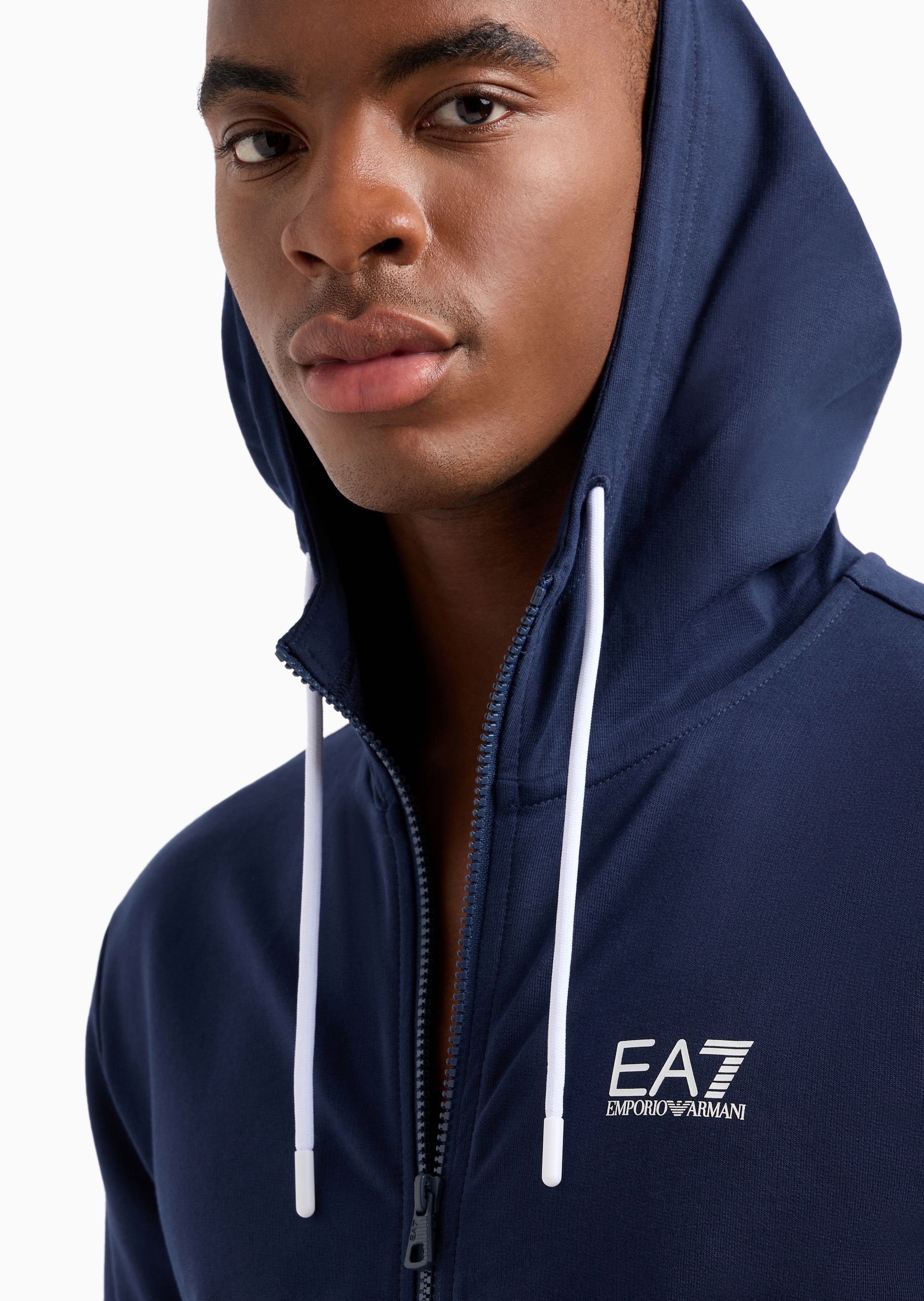 EA7 男士全棉合身长袖立领健身卫衣外套