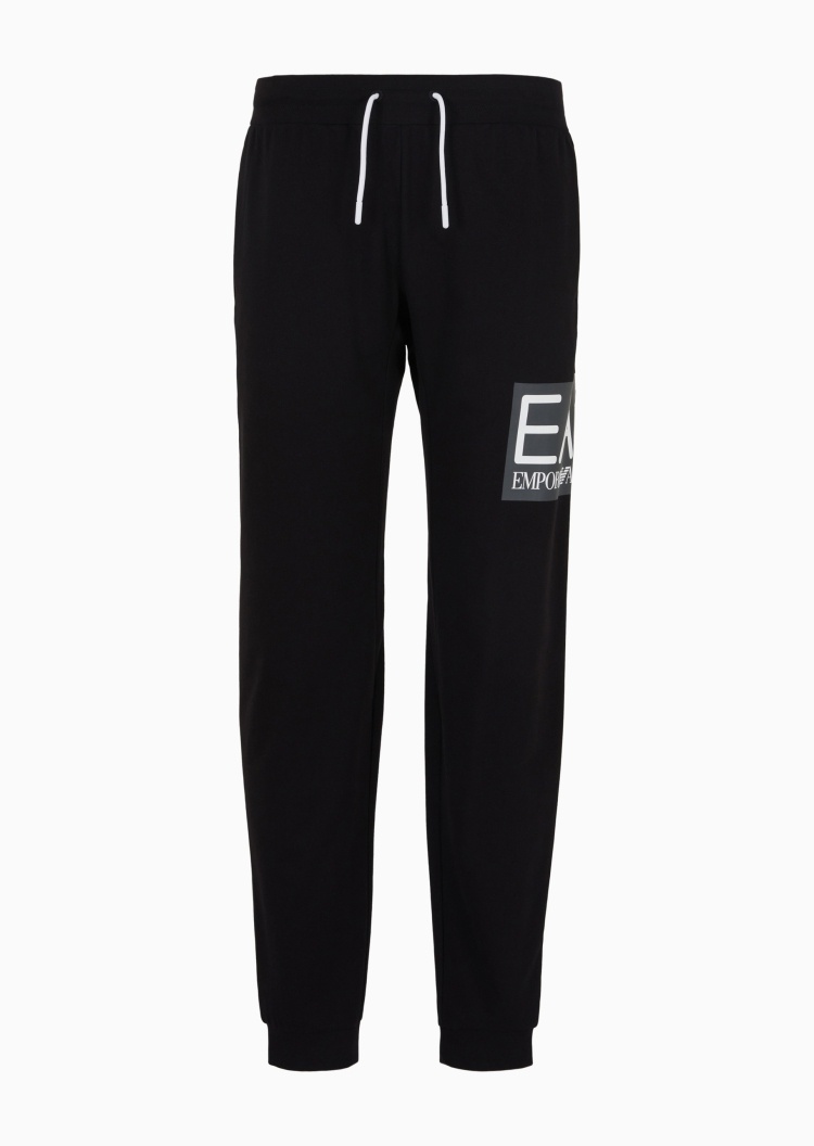 EA7 男士全棉宽松系带腰束脚LOGO健身卫裤