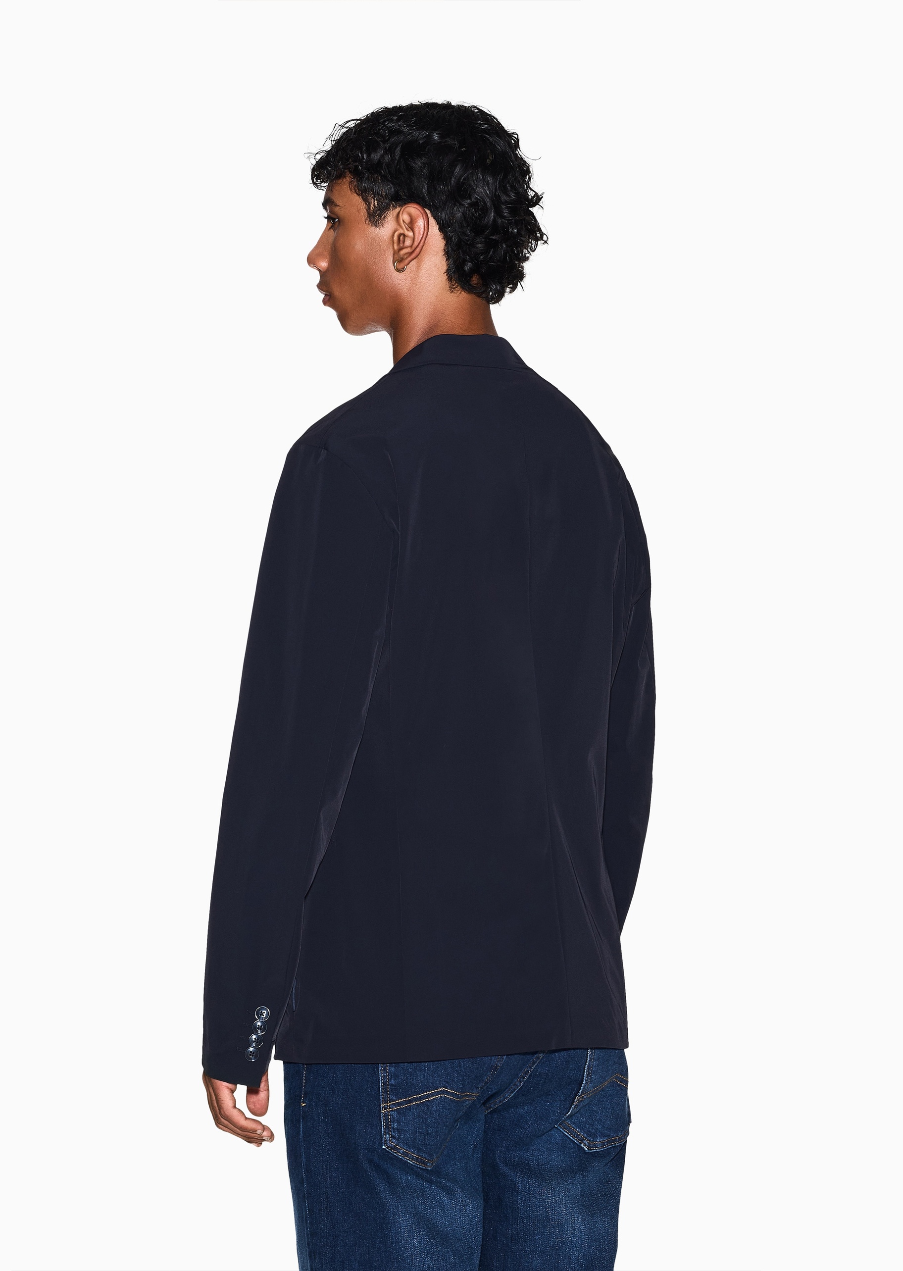 ARMANI EXCHANGE 男士合身长袖平驳领休闲商务西装外套