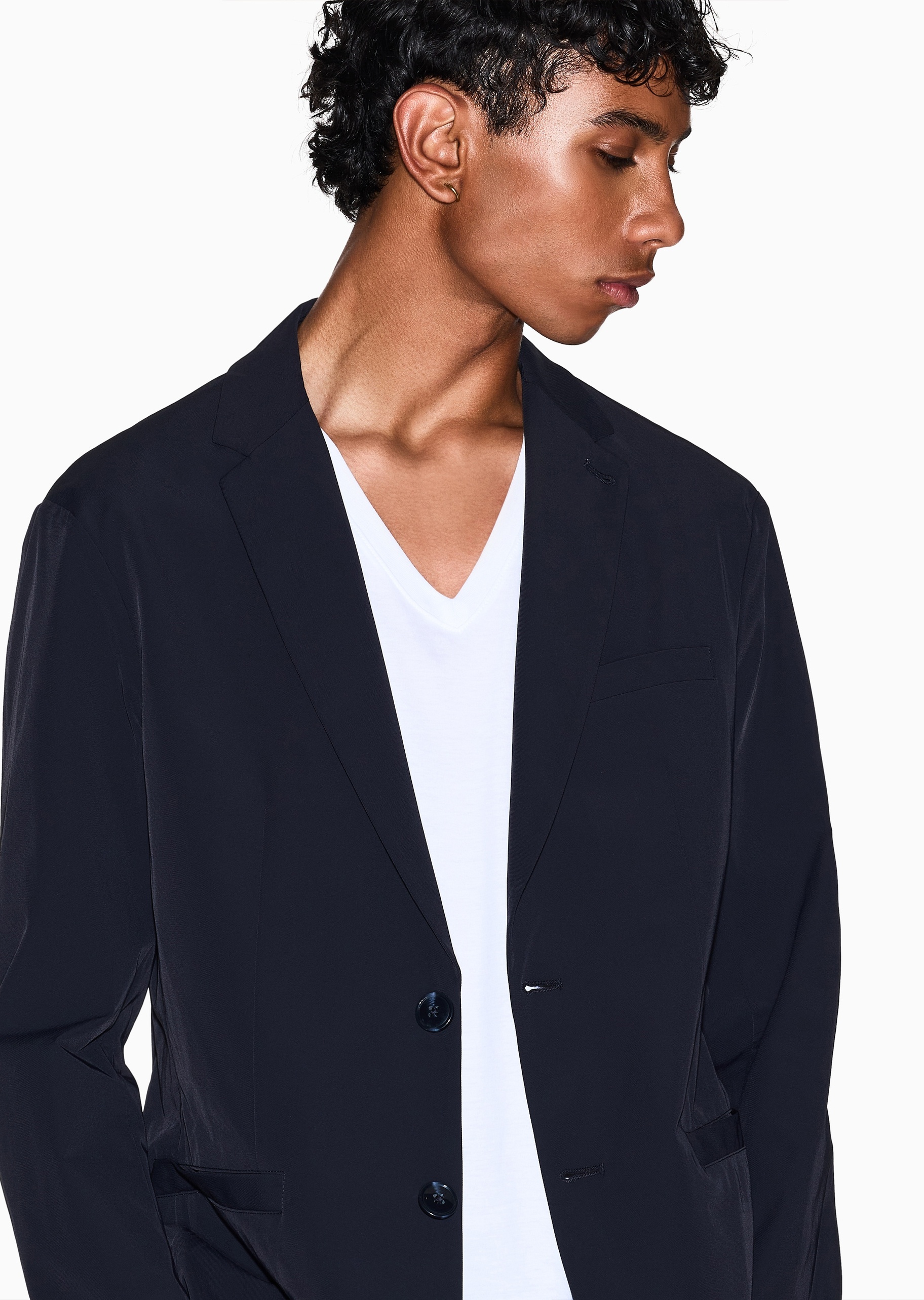 ARMANI EXCHANGE 男士合身长袖平驳领休闲商务西装外套