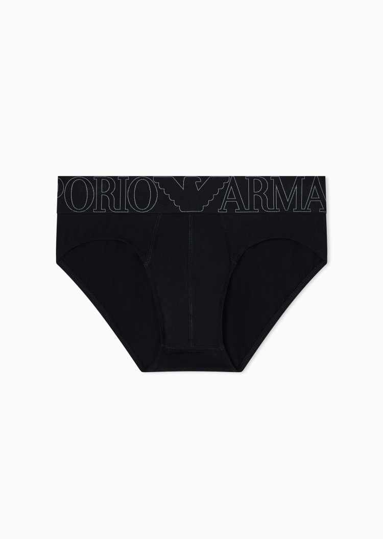 Emporio Armani 男士纯棉弹力三角LOGO腰边内裤