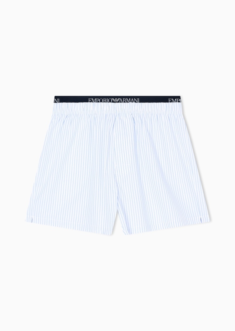 Emporio Armani 男士全棉松紧腰撞色饰边家居短裤