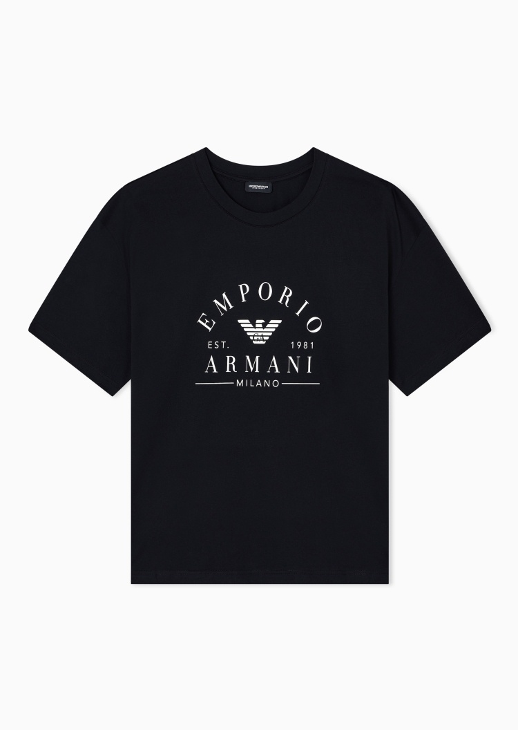 Emporio Armani 女士全棉短袖圆领标识印花家居T恤