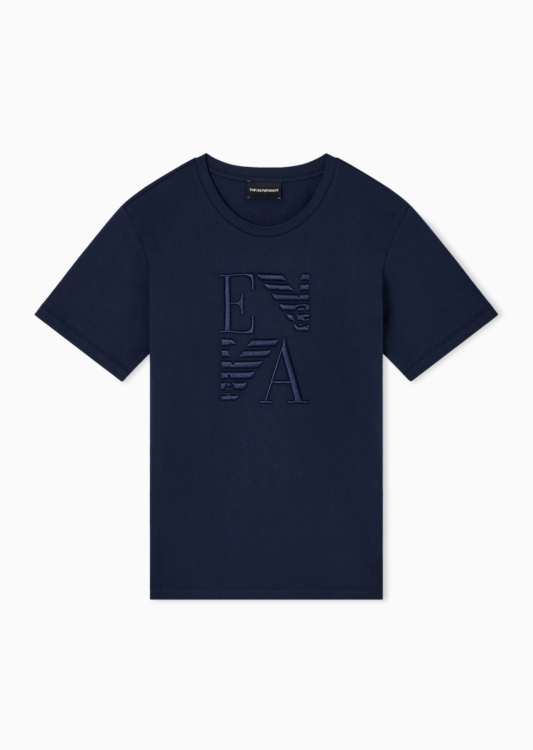 Emporio Armani 女士全棉合身短袖圆领刺绣薄T恤