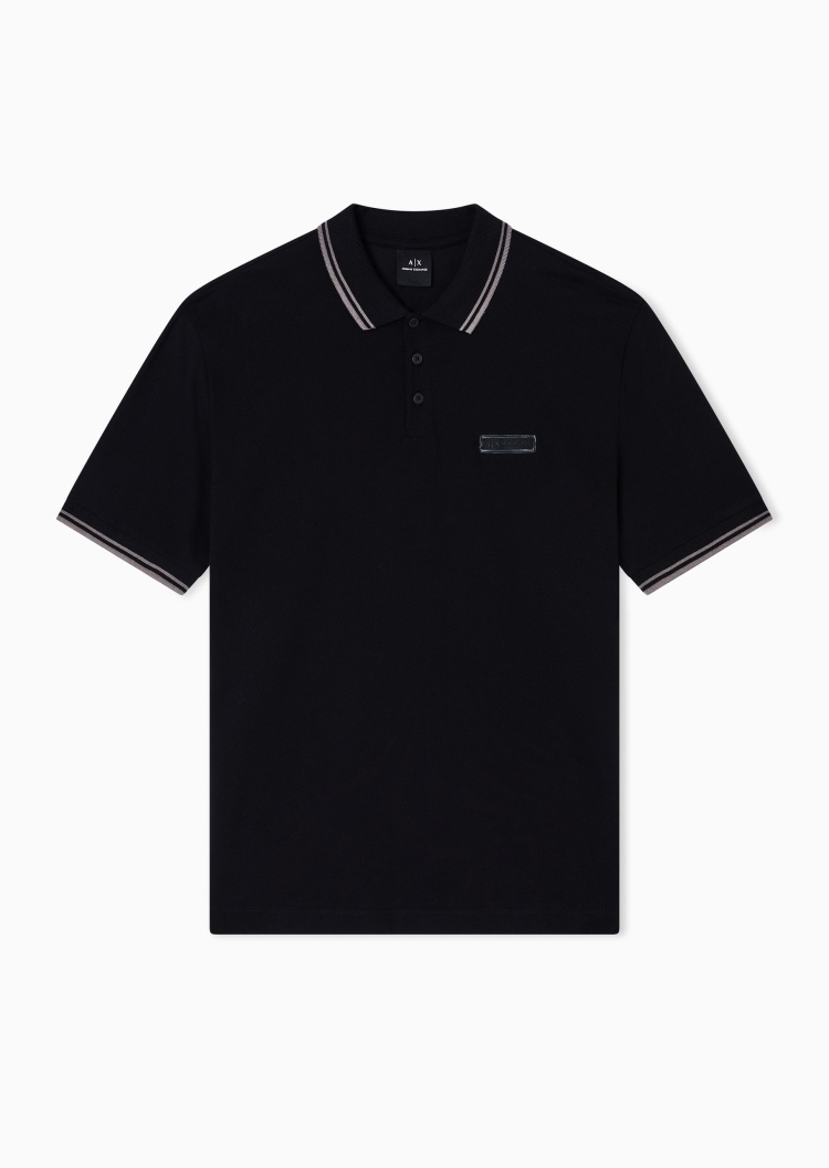 ARMANI EXCHANGE 男士全棉短袖翻领撞色滚边Polo衫