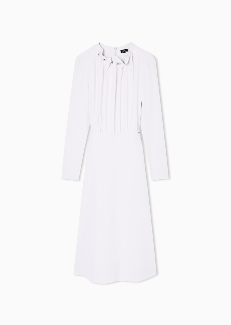 ARMANI EXCHANGE 女士长袖长款简约纯色收腰连衣裙