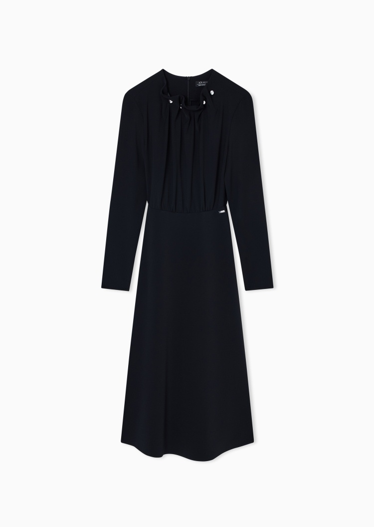 ARMANI EXCHANGE 女士长袖长款简约纯色收腰连衣裙