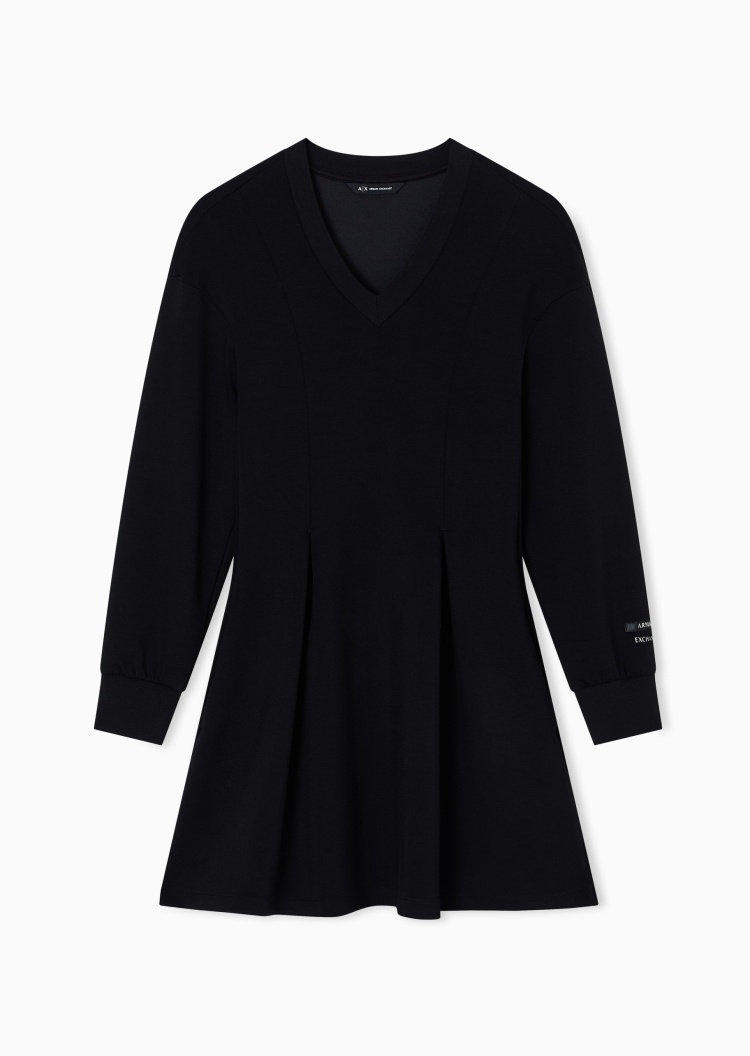 ARMANI EXCHANGE 女士弹力长袖V领字母标识连衣裙