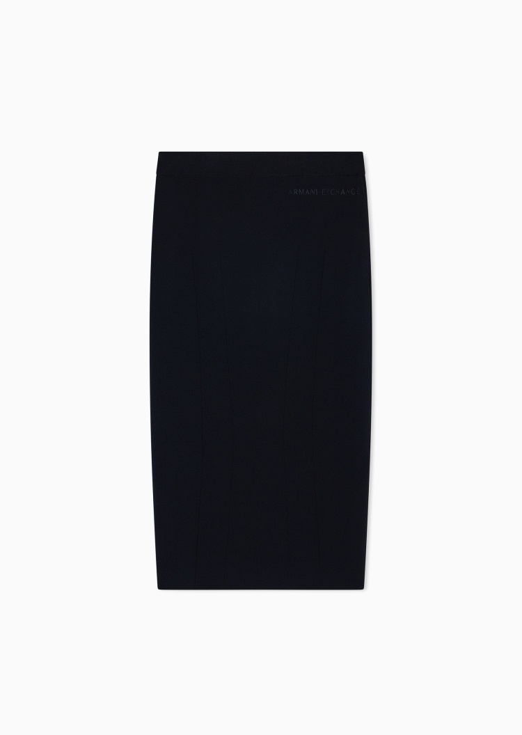 ARMANI EXCHANGE 女士修身中长款纯色刺绣标识半身裙