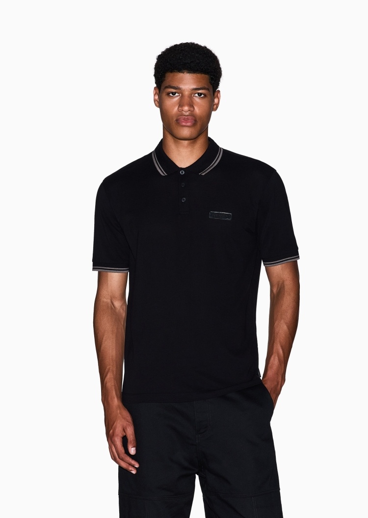 ARMANI EXCHANGE 男士全棉短袖翻领撞色滚边Polo衫