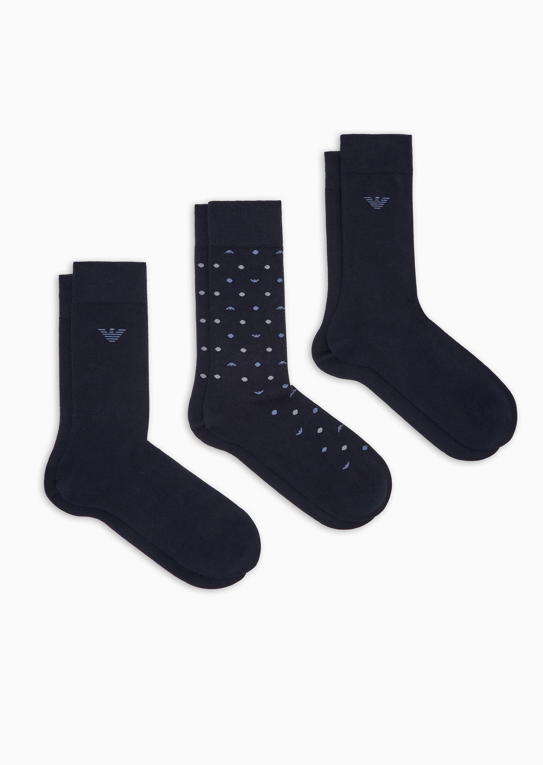 Emporio Armani 男士棉质微弹中筒三双装袜子套装