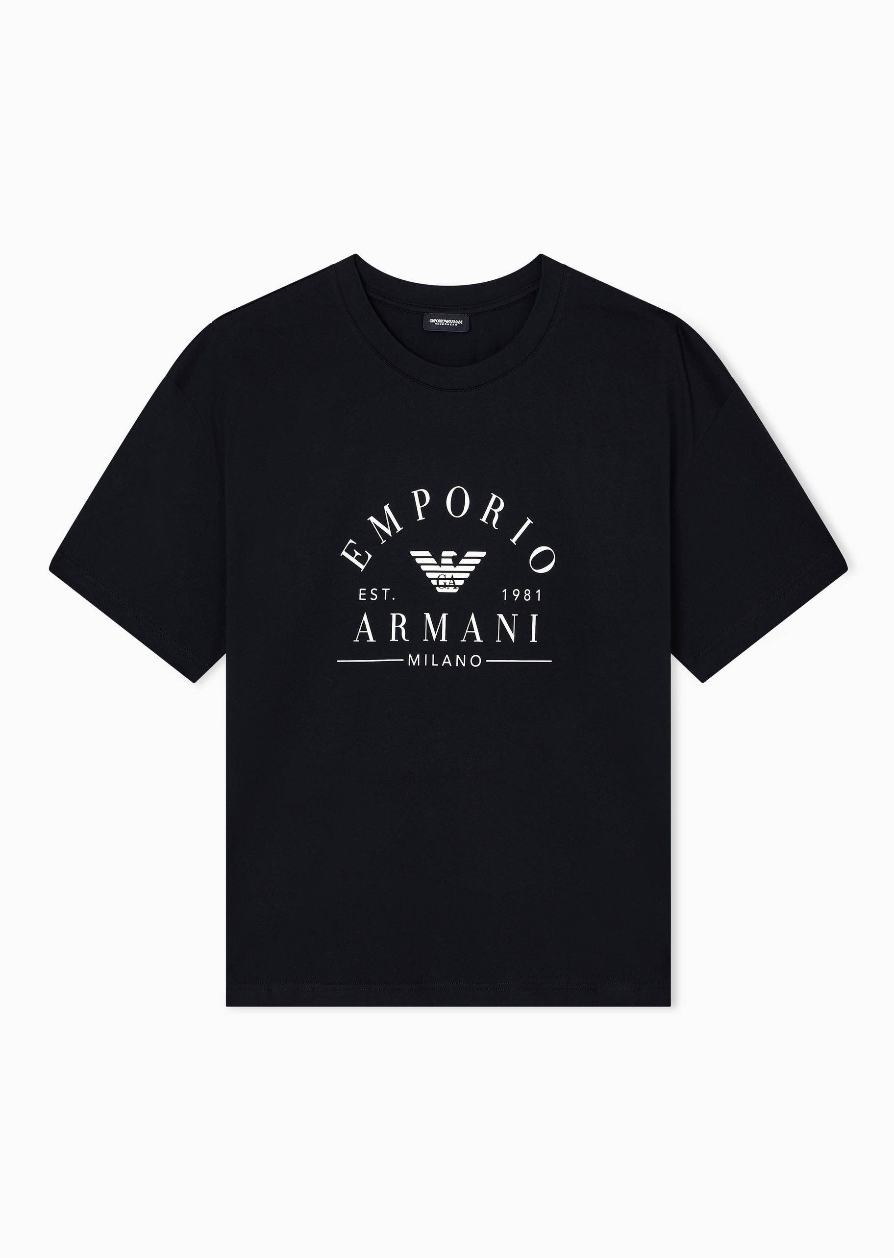 Emporio Armani 女士全棉短袖圆领标识印花家居T恤