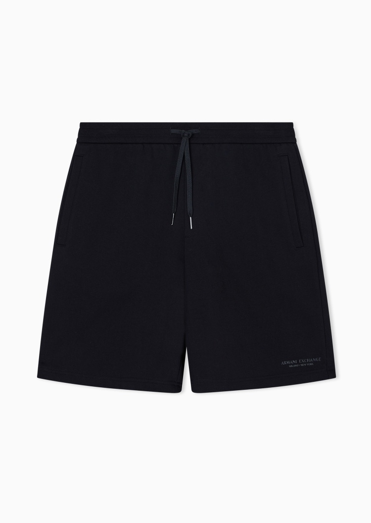 ARMANI EXCHANGE 男士全棉系带腰直筒字母印花短裤