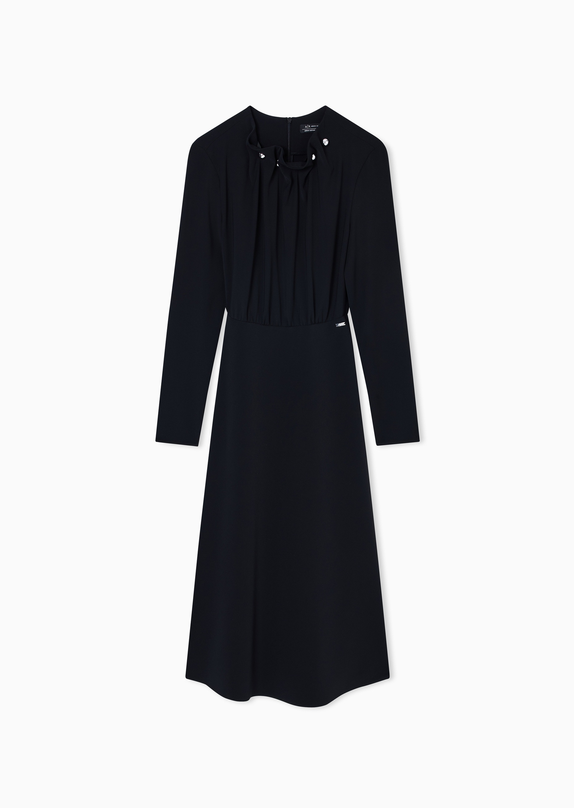 ARMANI EXCHANGE 女士长袖长款简约纯色收腰连衣裙
