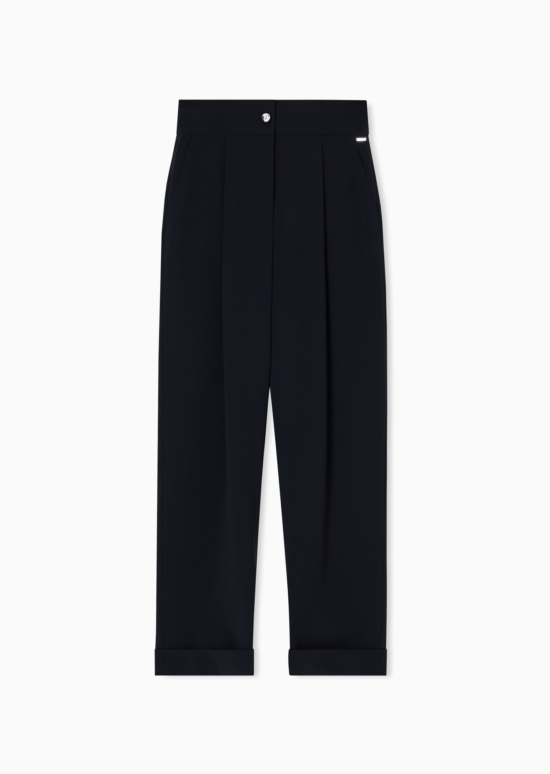 ARMANI EXCHANGE 女士宽松高腰直筒褶皱感纯色休闲裤