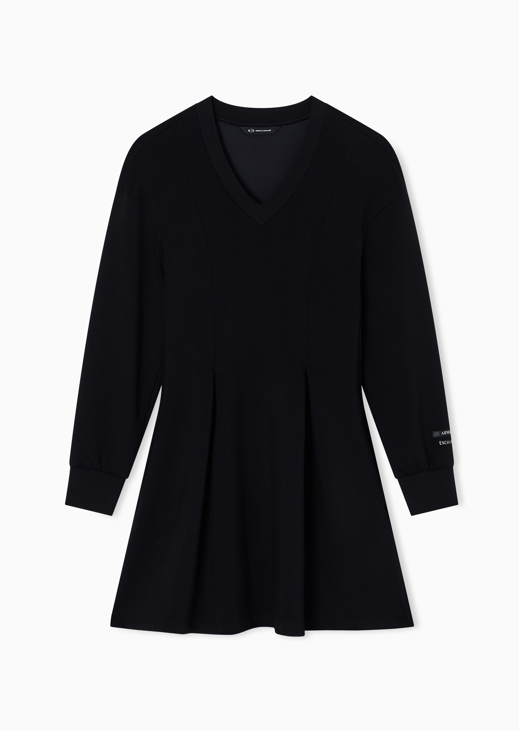 ARMANI EXCHANGE 女士弹力长袖V领字母标识连衣裙