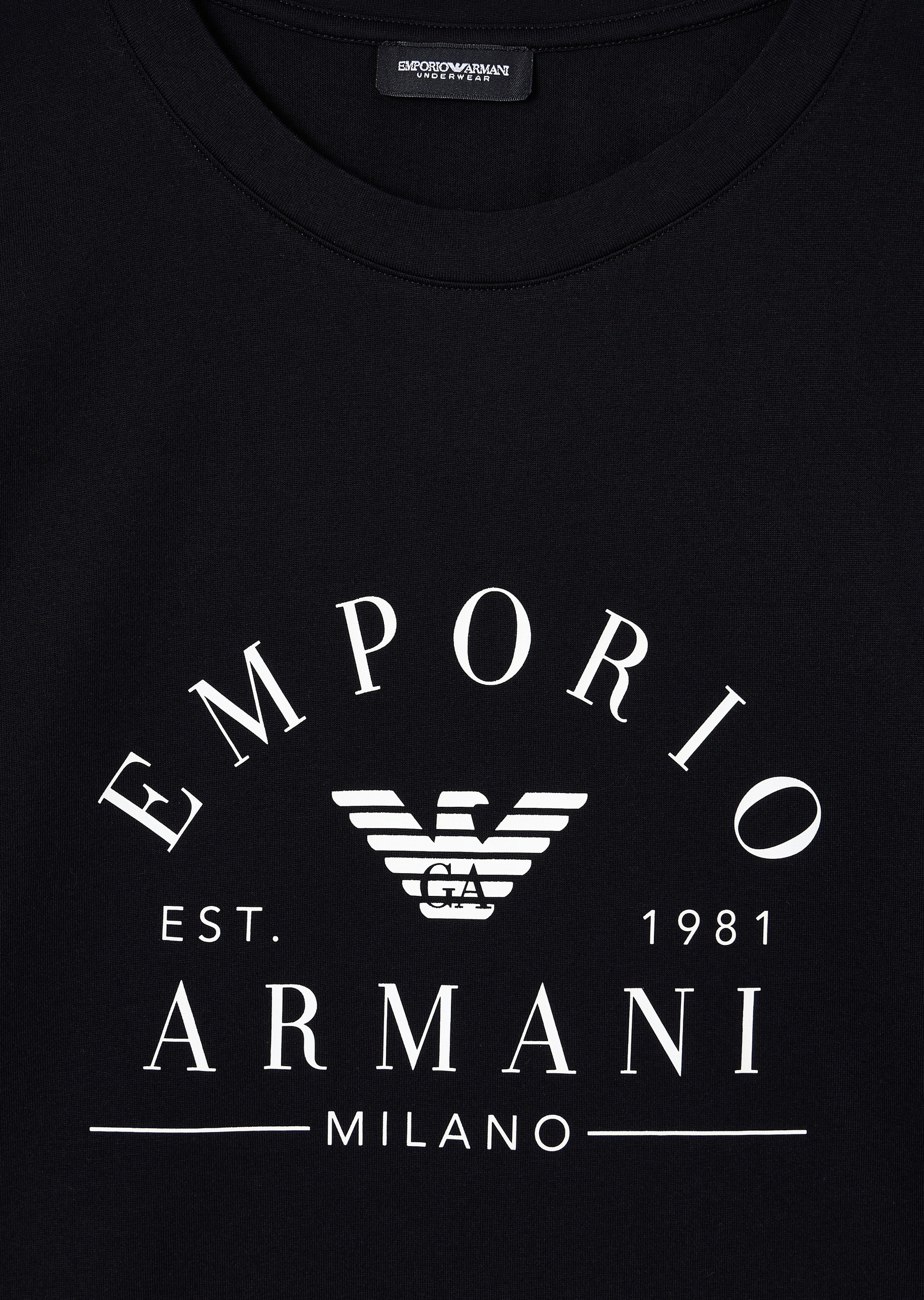 Emporio Armani 女士全棉短袖圆领标识印花家居T恤