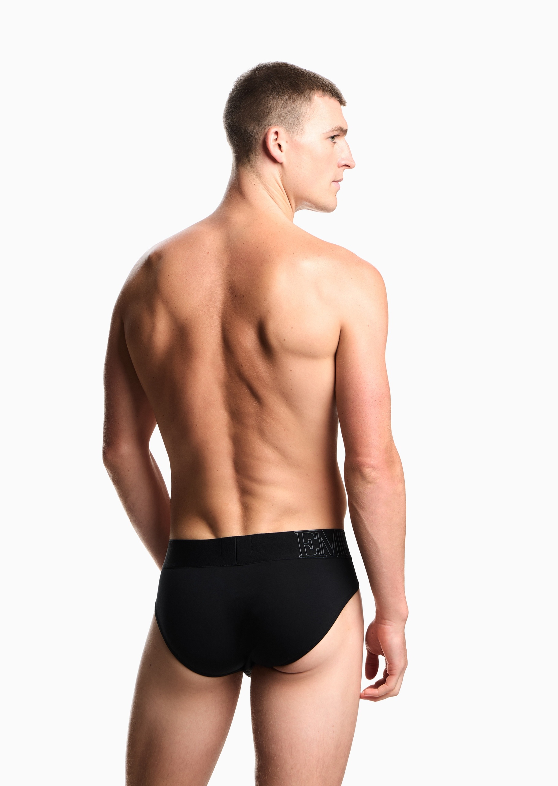 Emporio Armani 男士纯棉弹力三角LOGO腰边内裤