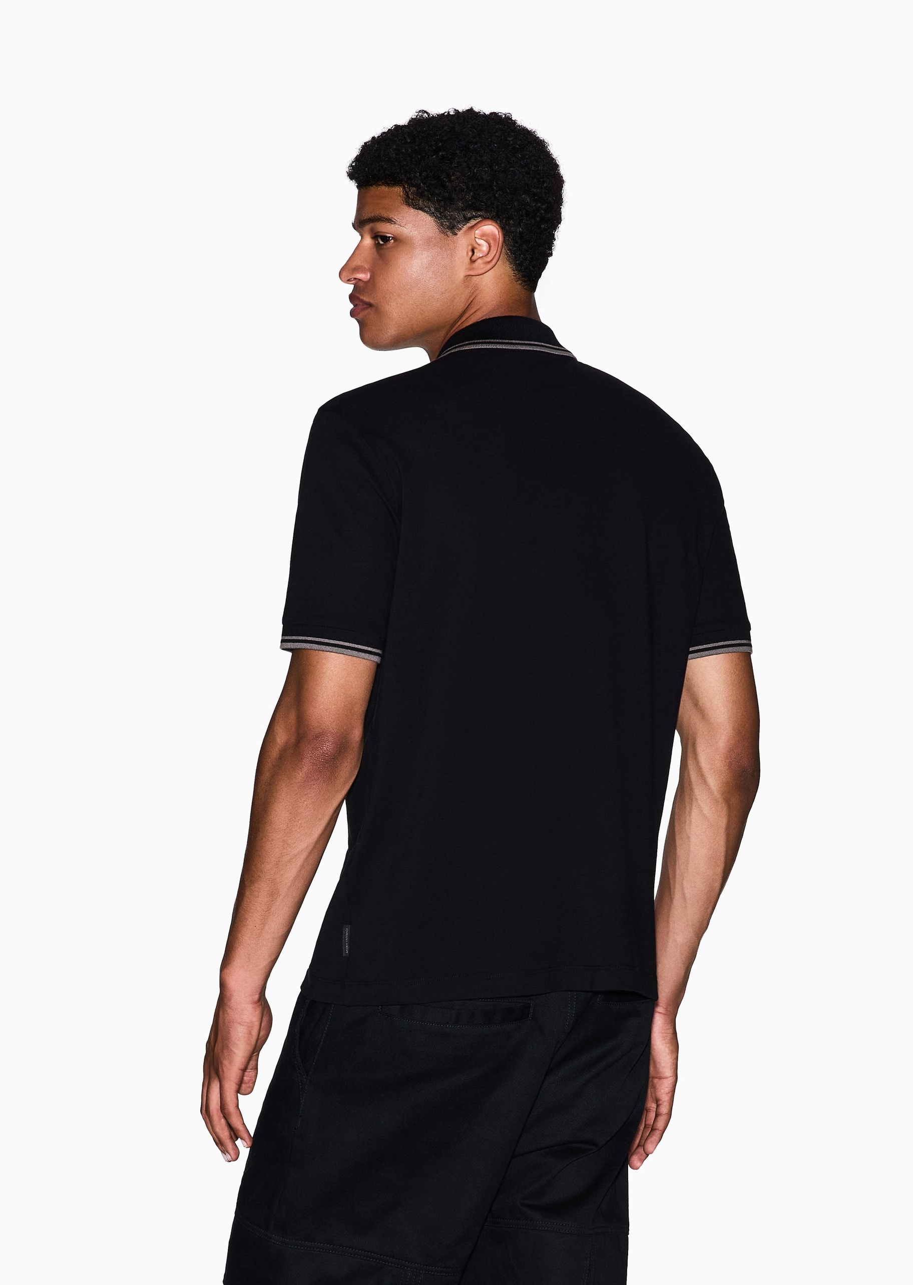 ARMANI EXCHANGE 男士全棉短袖翻领撞色滚边Polo衫