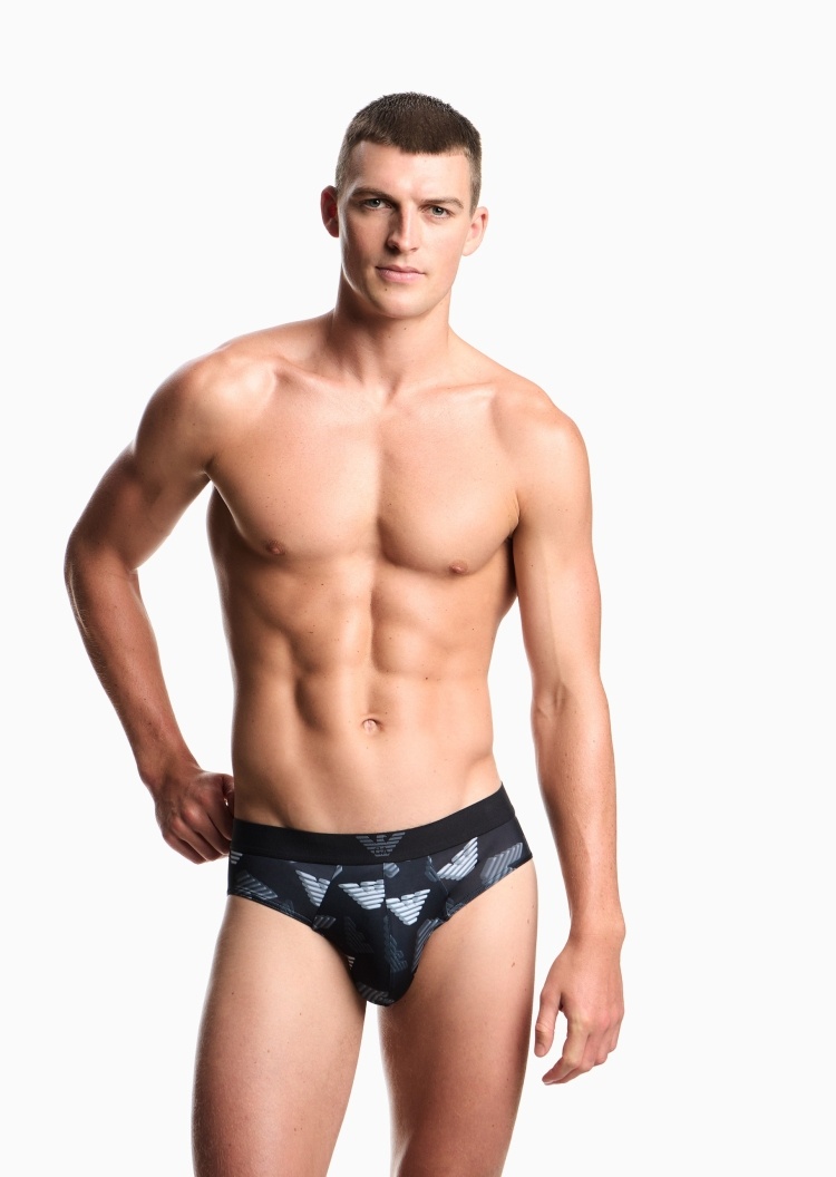 Emporio Armani 男士弹力三角多彩鹰标印花时尚内裤