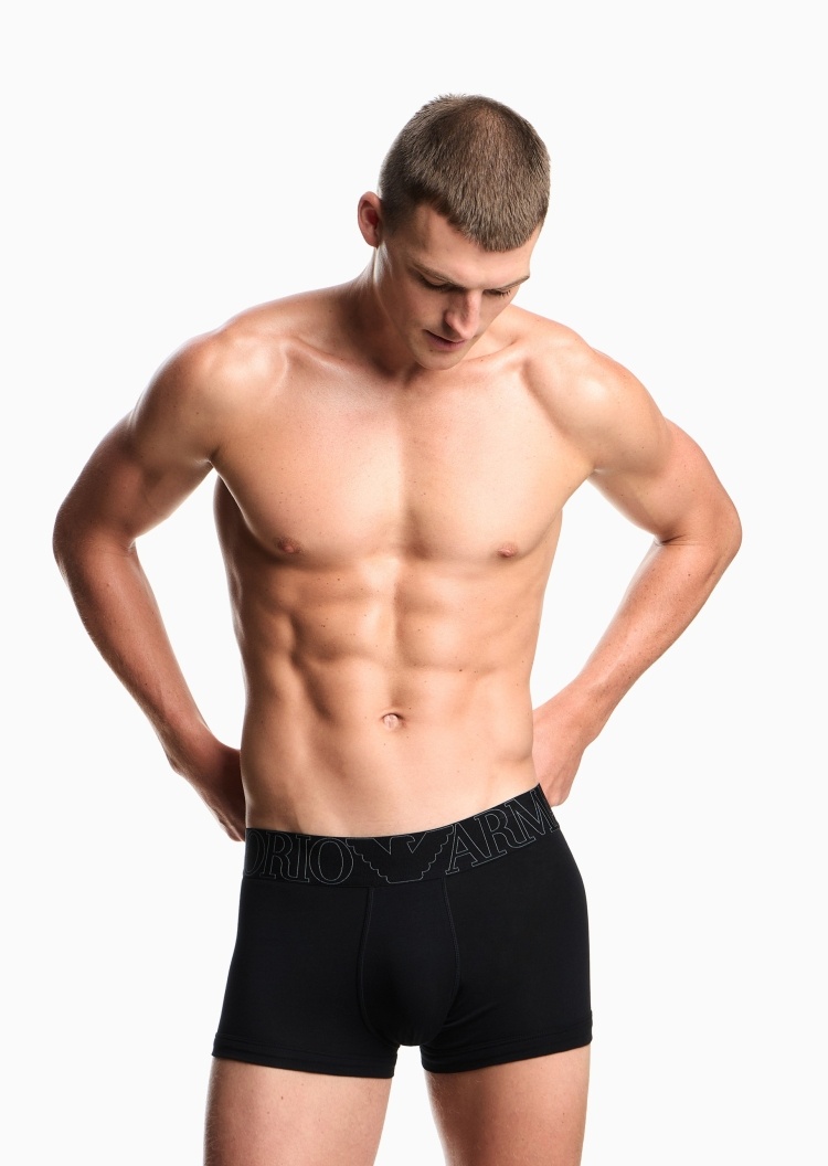 Emporio Armani 男士纯棉弹力平角LOGO标识内裤