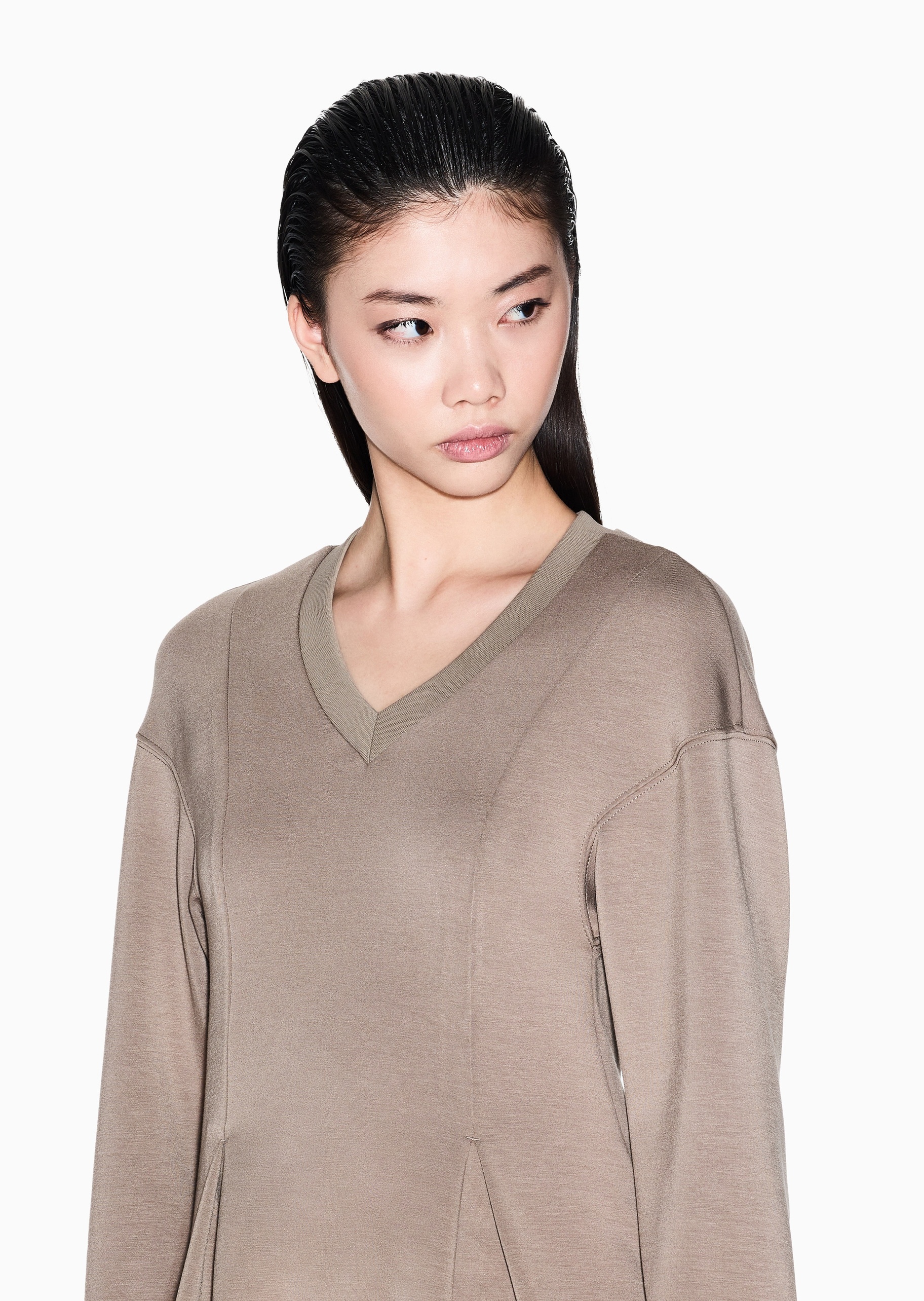 ARMANI EXCHANGE 女士弹力长袖V领字母标识连衣裙