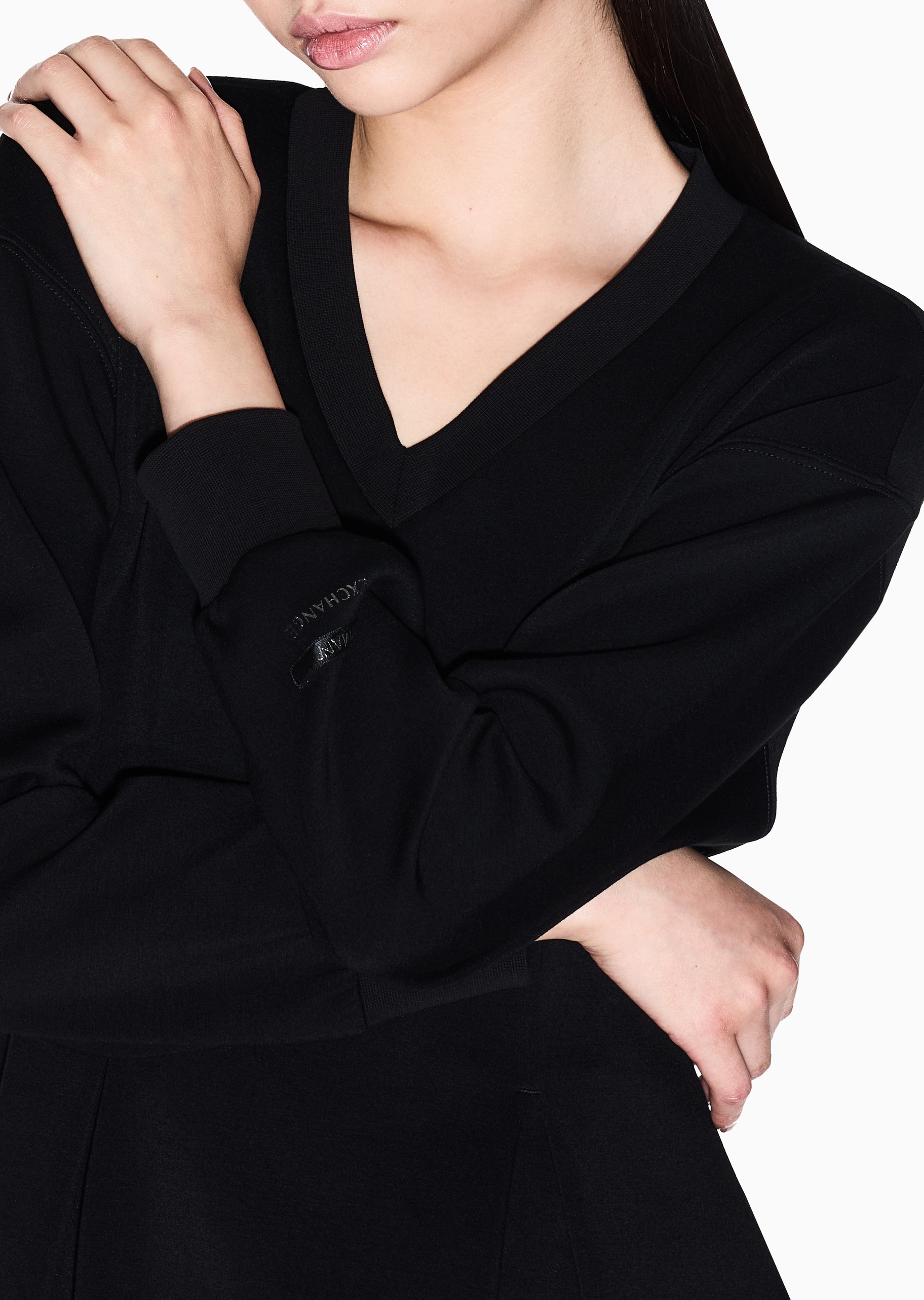 ARMANI EXCHANGE 女士弹力长袖V领字母标识连衣裙