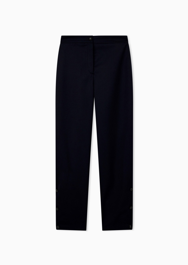 Emporio Armani 女士宽松长款直筒纯色侧纽扣休闲裤