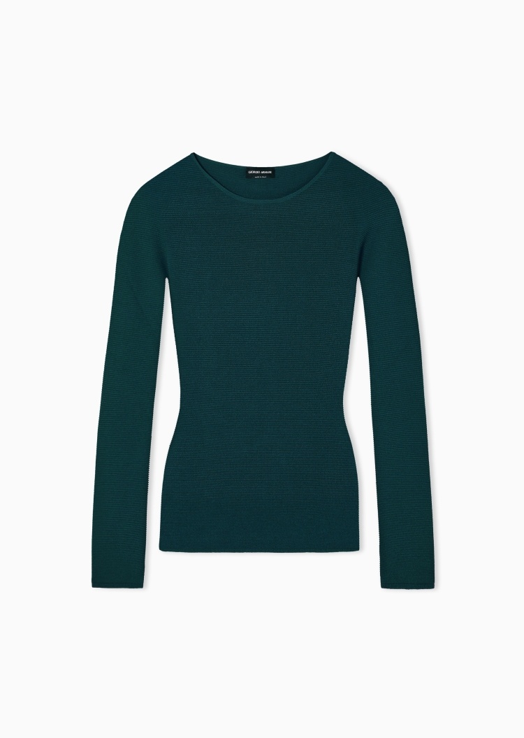 Giorgio Armani 女士修身长袖圆领通勤老钱风套头针织衫