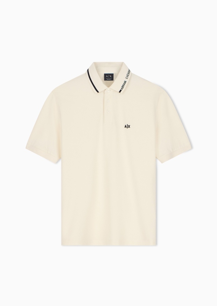 ARMANI EXCHANGE 男士纯棉短袖翻领撞色条纹刺绣Polo衫