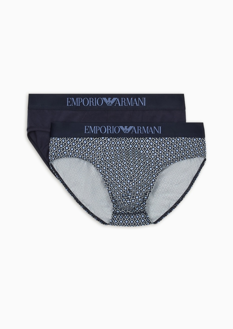 Emporio Armani 男士纯棉弹力三角两条装内裤套装